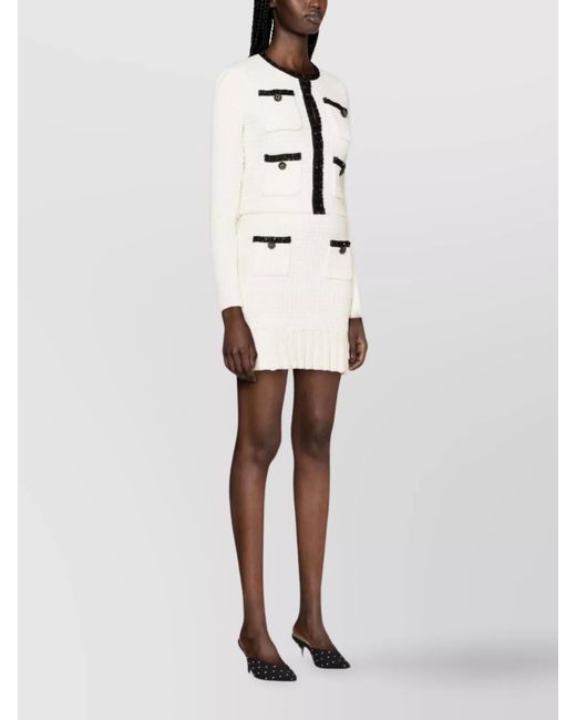 Self-Portrait Natural Structured Knit Mini Skirt