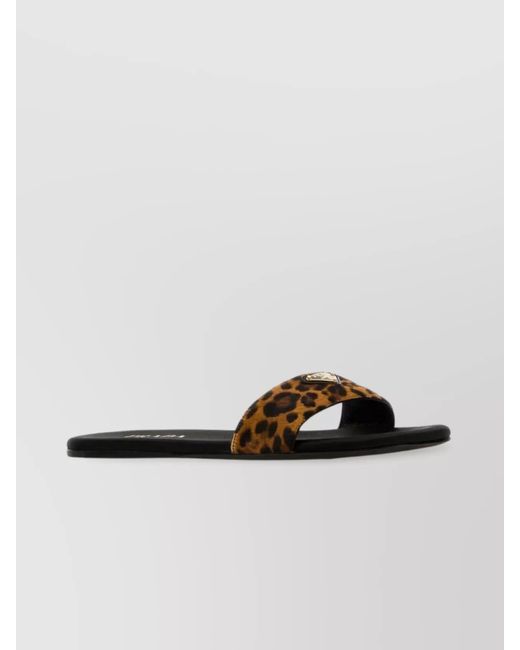 Prada White Printed Calf Hair Slides