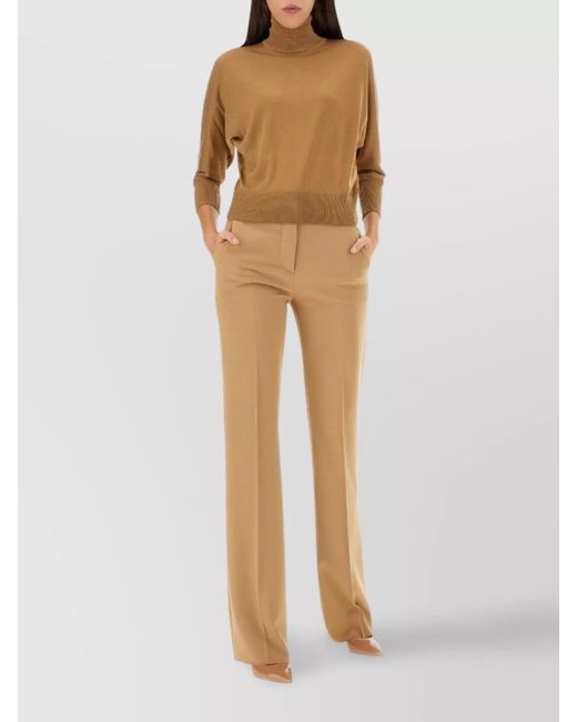 Max Mara Natural Straight-Leg Tailored Trousers