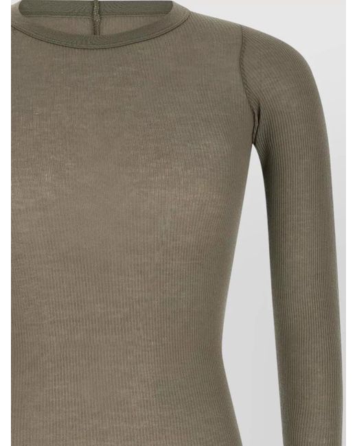 Rick Owens Gray Long Sleeve Ribbed Knit Seam Detail Top for men