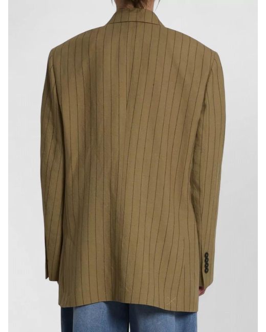 Dolce & Gabbana Blue Double Breasted Linen Jacket Peak Lapels