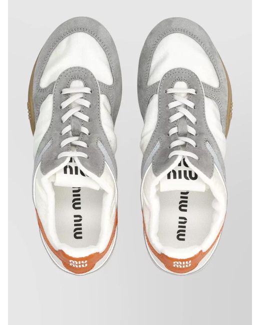 Miu Miu White Gymnasium Lace Up Technical Fabric Shoes