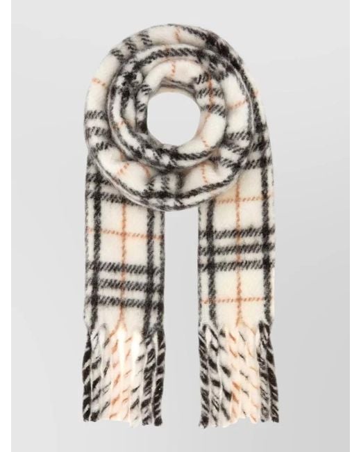 Burberry Natural Embroidered Alpaca Blend Scarf