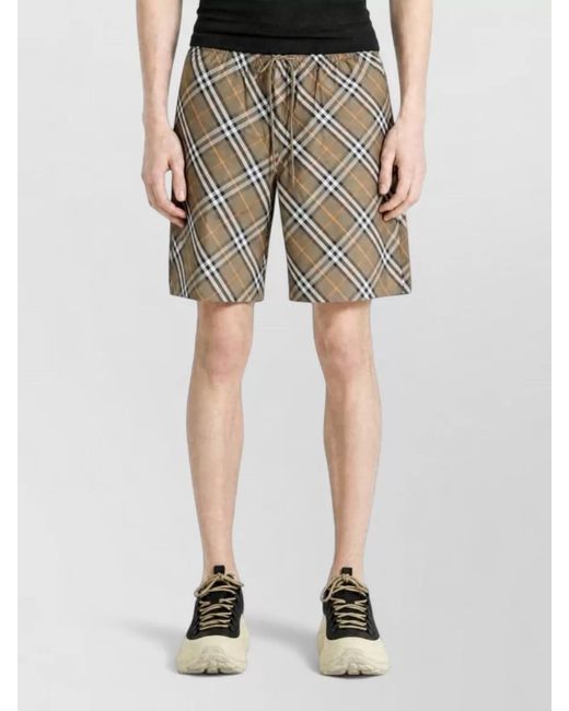 Burberry Gray Check Pattern Knee Length Quick Dry Shorts for men