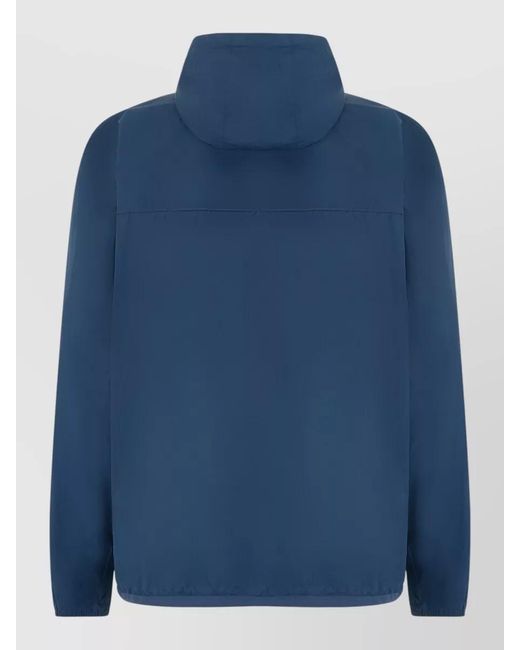 K-Way Blue Hooded Claude Windbreaker Adjustable Cuffs for men