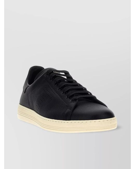 Tom Ford Black Leather Low-Top Sneakers for men