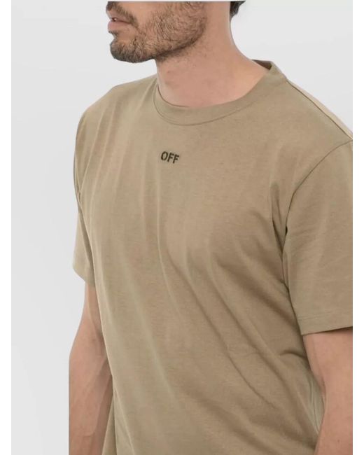 Off-White c/o Virgil Abloh Natural Slim-Fit Embroidered-Logo T-Shirt for men