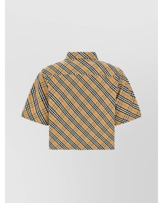 Burberry Natural Checked Cropped Short-Sleeve Shirt