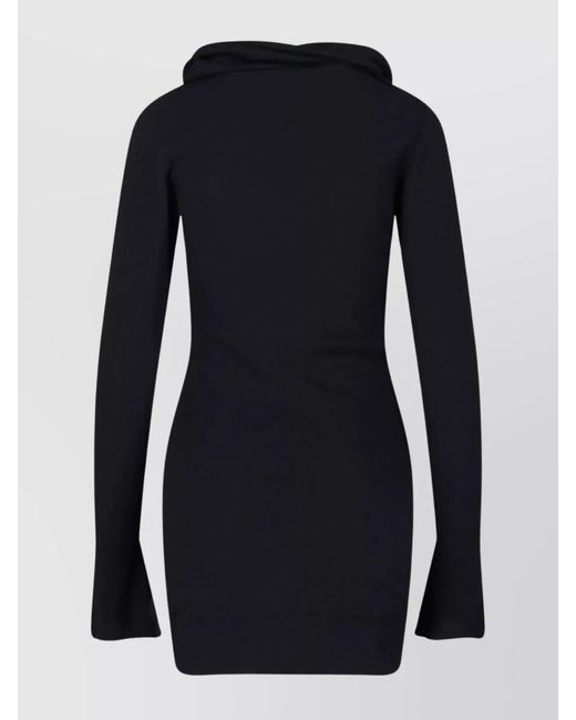 The Attico Black Wool Cashmere Mini Dress