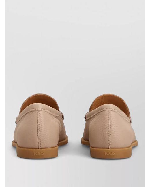 Tod's Natural Buckle Detail Grained Leather Loafers