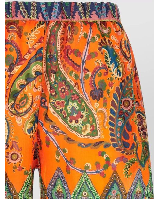 Etro Orange Ramie Shorts