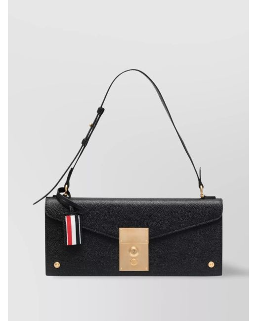 Thom Browne White Leather Shoulder Bag Adjustable Strap