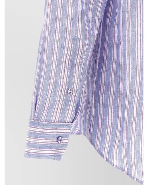 Etro Purple Striped Linen Shirt for men