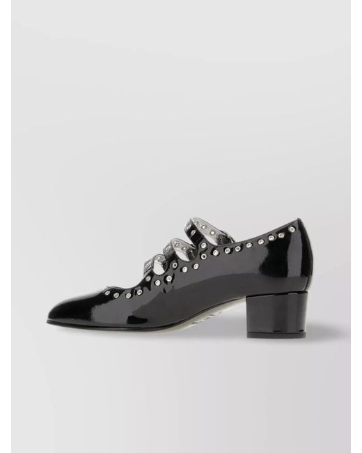 CAREL PARIS Black Leather Round-Toe Pumps