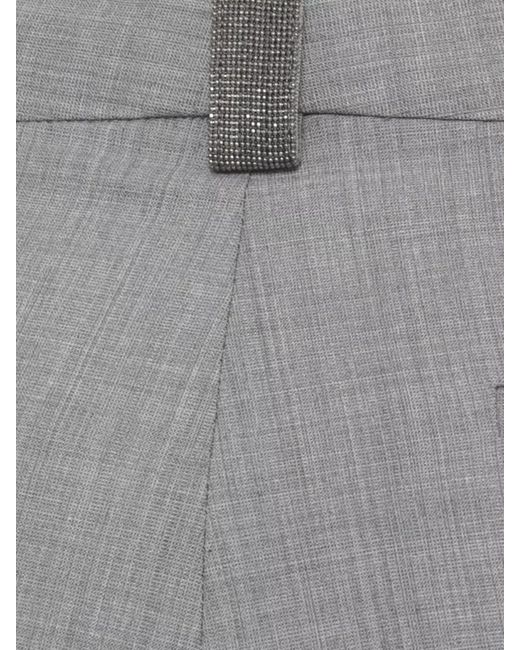Fabiana Filippi Gray Creased Front Wool Trousers Light Detail