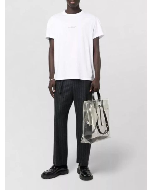 Maison Margiela White Logo Print Cotton T-Shirt for men