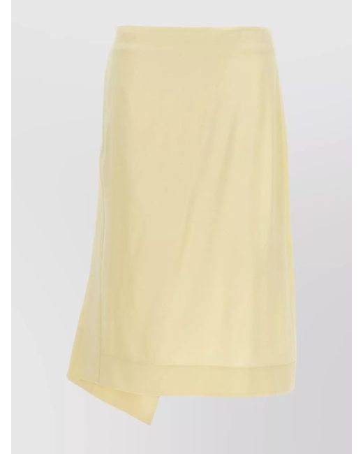Jil Sander Yellow Satin Straight Skirt