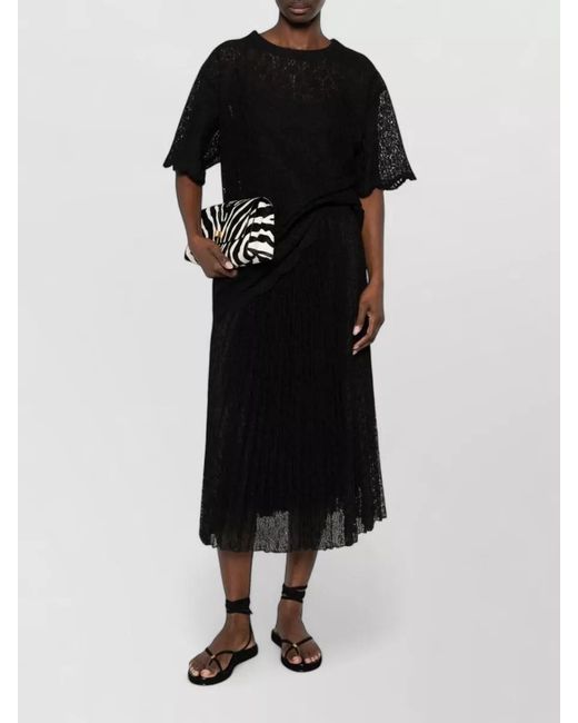 Ermanno Scervino Black Embroidered Long Pleated Skirt