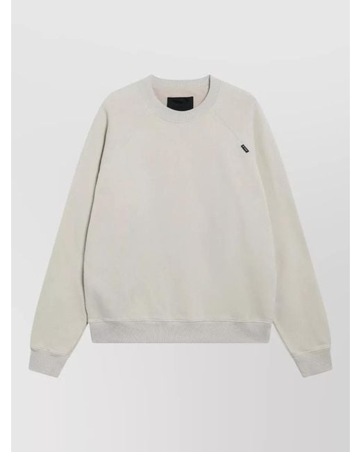 Prada White Crew Neck Raglan Knit Sweater Ribbed Trim for men
