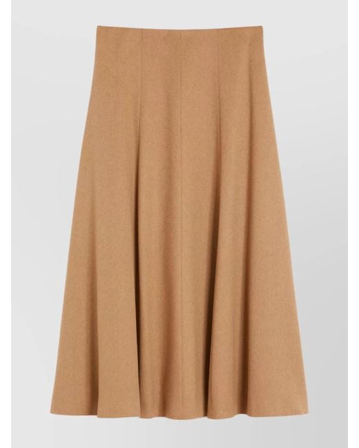 Max Mara Brown Flared Midi Skirt Seam Detailing