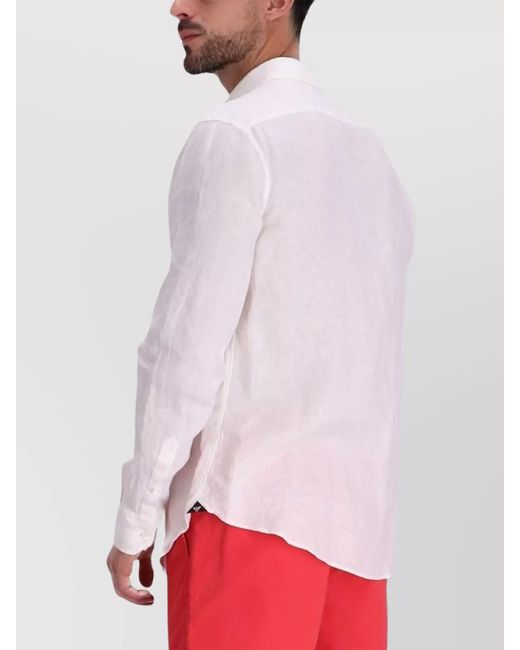 Emporio Armani Pink Linen Long-Sleeve Shirt for men