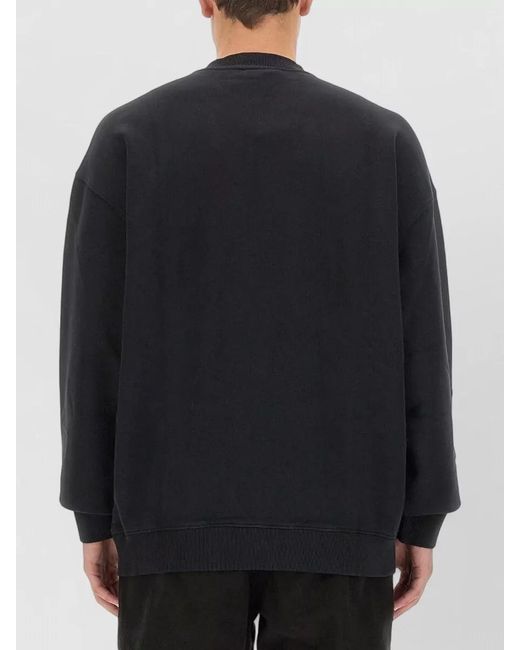 Marcelo Burlon Black Optical Cross Crew Neck Embroidered Sweatshirt for men