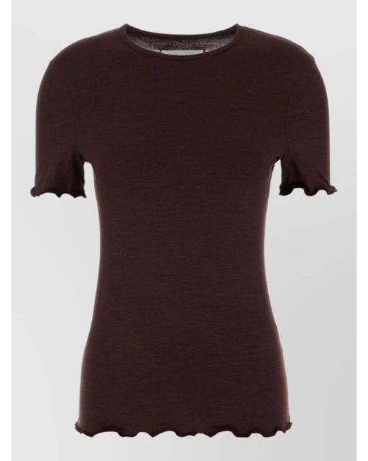Jil Sander Brown Stretch Silk Blend T Shirt Crew Neck