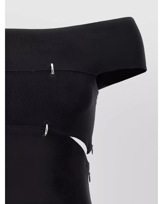 McQueen Black Off-The-Shoulder Cutout Top