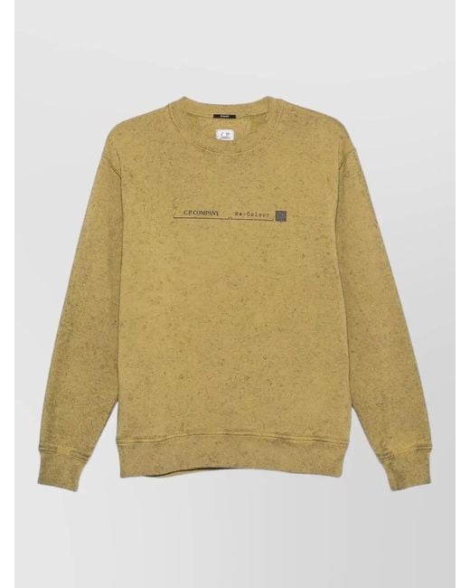 C P Company Natural Crew Neck Sweatshirt Long Sleeve Ribbed Edges for men