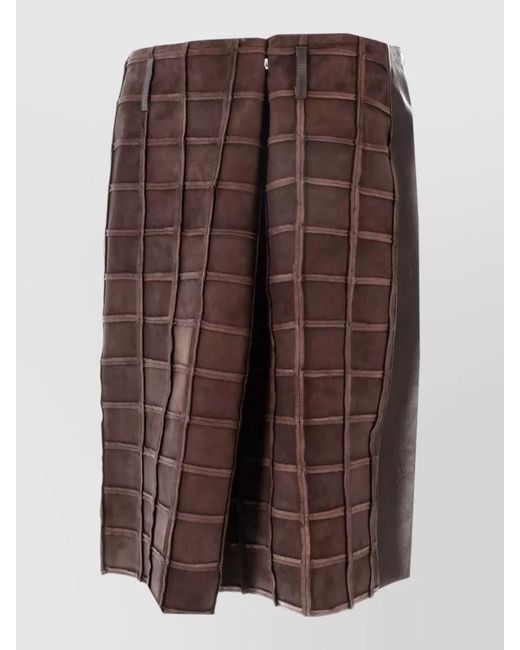 Niccolò Pasqualetti Brown Patchwork Suede Skirt Panel Belt Loops