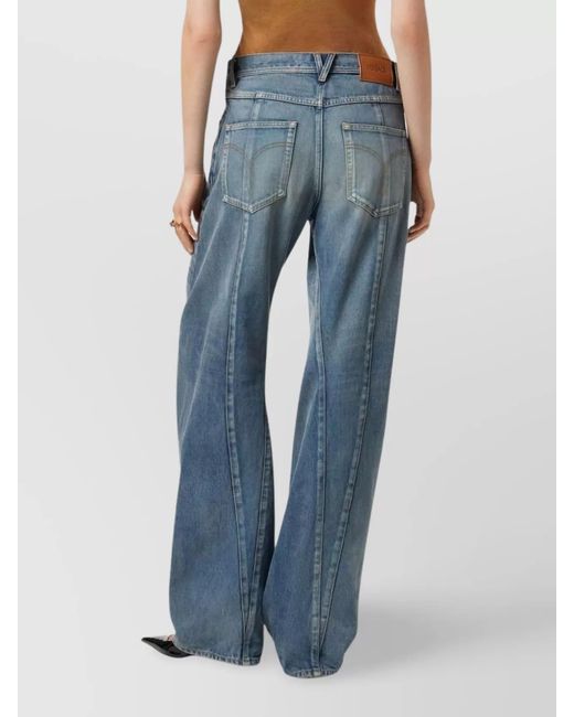 Versace Blue Cotton Straight-Leg Trousers