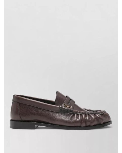 Saint Laurent Gray Leather Loafers