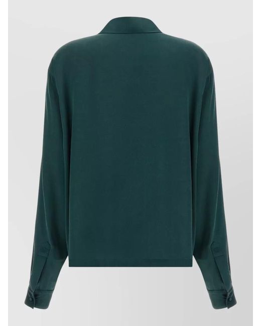 Tom Ford Green Silk Satin Polo Shirt Plunge Neckline