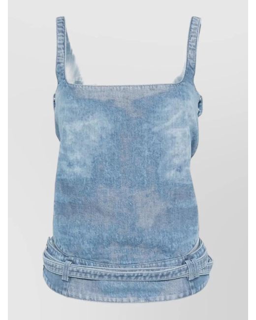 DIESEL Blue Denim Square-Neck Open-Back Tank Top