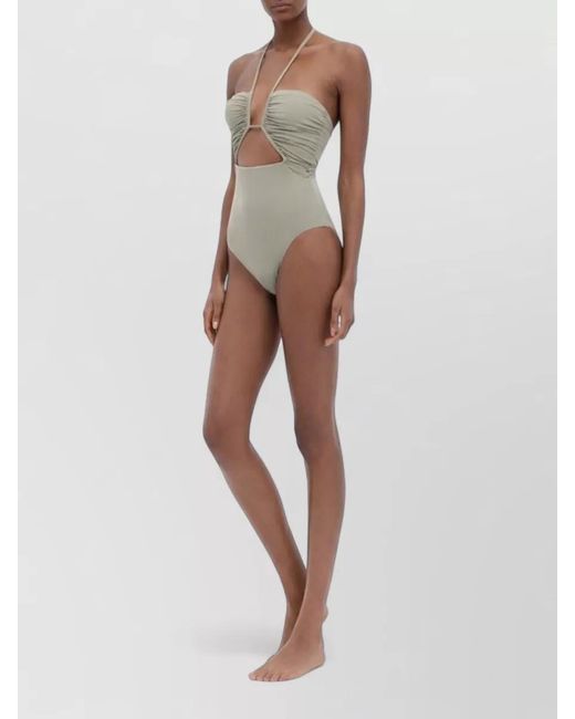 Rick Owens Gray Cutout One-Piece Swimsuit