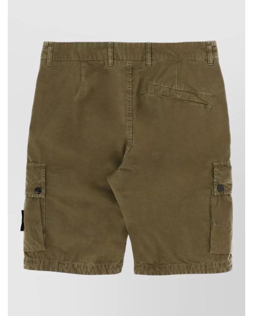 Stone Island Green Cotton Cargo Shorts for men