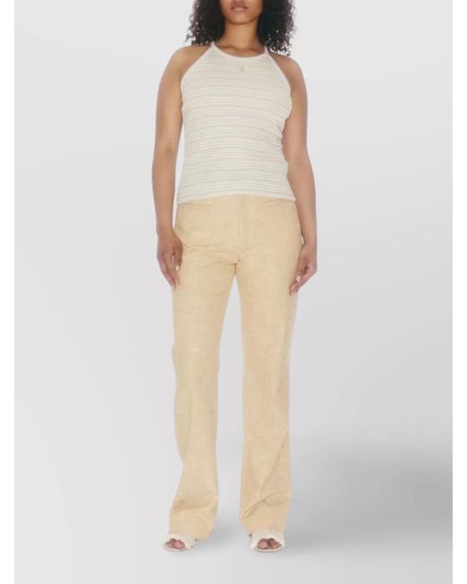 Filippa K Natural Organic Cotton Fine-Ribbed Striped Halterneck Tank Top