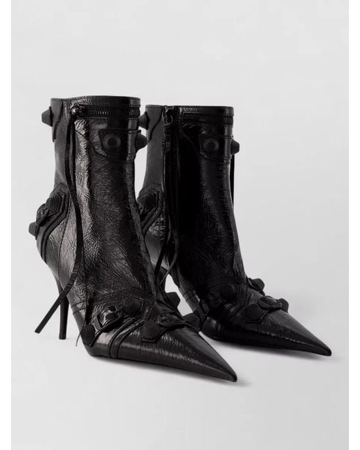 Balenciaga Black Cagole H90 Ankle Boots Grained Lambskin