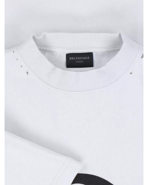 Balenciaga Blue Cotton Oversized Logo Print T-Shirt for men