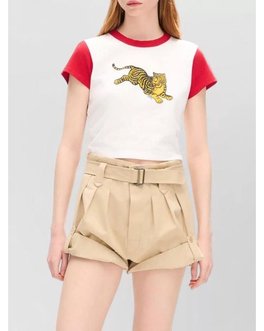 KENZO Pink Tiger Cropped Top Contrast Sleeves