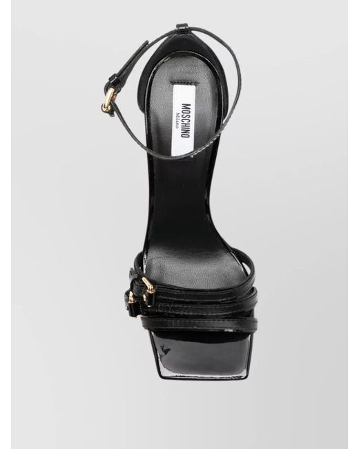 Moschino Black Heel Sandals Ankle Strap Open Toe