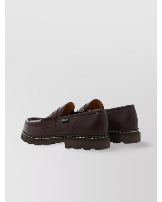 Paraboot Brown Loafers Penny Strap Round Toe for men