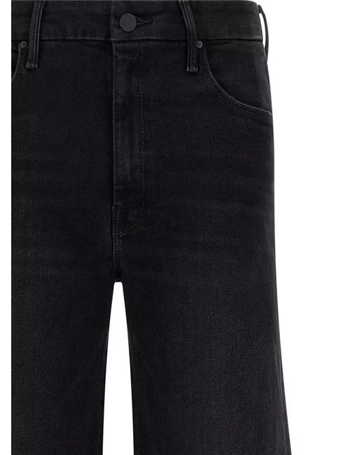 Mother Black Denim Wide-Leg Jeans