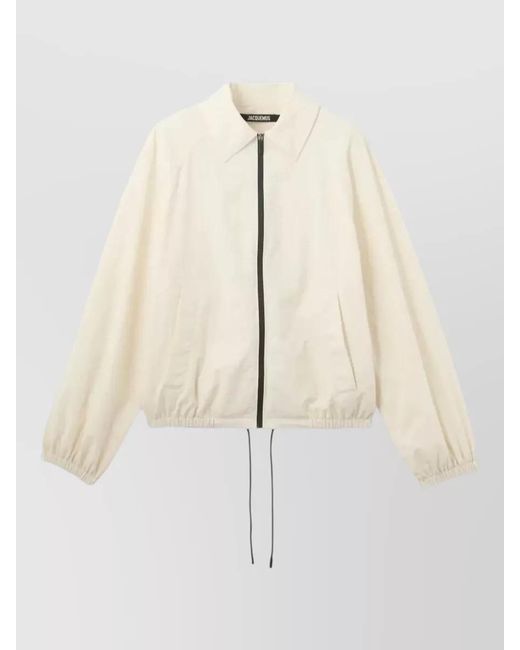 Jacquemus Natural Zip Up Windbreaker Jacket Drawstring Hem for men