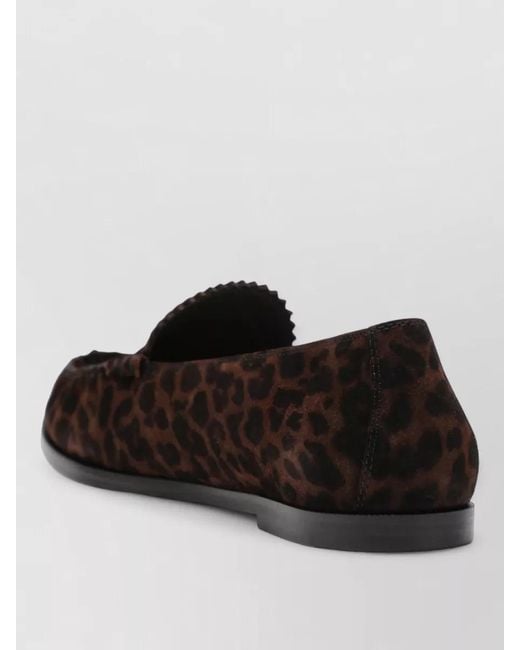 Aquazzura White Loafers Animal Print Round Toe Textured