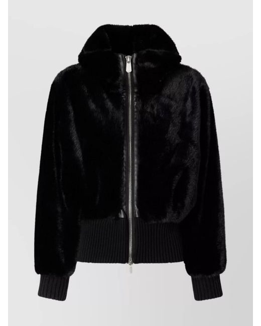 Pinko Black High Collar Long Sleeve Ribbed Cuff Jacket