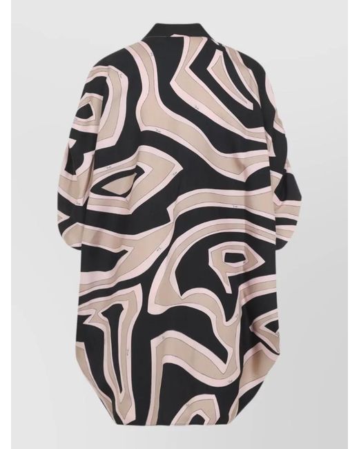 Emilio Pucci Gray Silk Mini Dress Signature Print