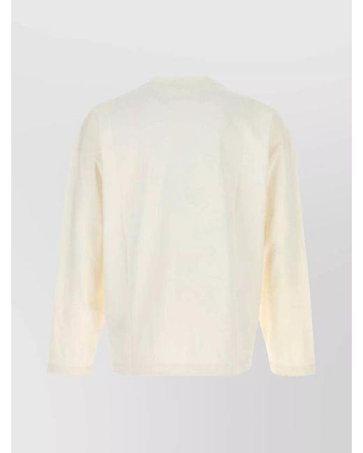 Jil Sander White Cotton Logo-Print Long-Sleeve T-Shirt for men