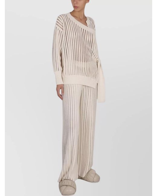 Fabiana Filippi White Ribbed High-Rise Wide-Leg Trousers