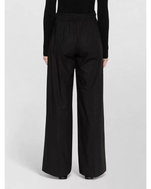 P.A.R.O.S.H. Black Cotton Wide-Leg Trousers